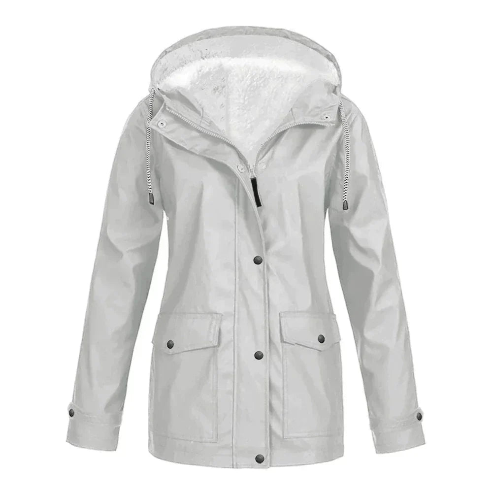 Street-wave Elegant Warm Rain Jacket For Women Chic Hooded Waterproof Coat Cozy Comfort