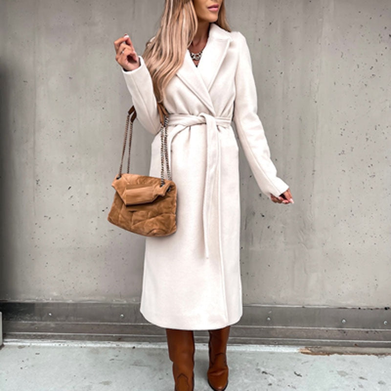 Street-wave Winter Coat With Tie Belt Belted Silhouette For Women Warmth And Style