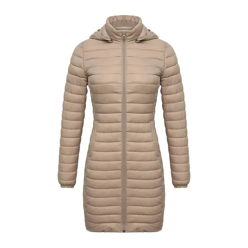 Street-wave Womens Slim Fit Cotton Winter Jacket With Removable Hood And Zipper Closure