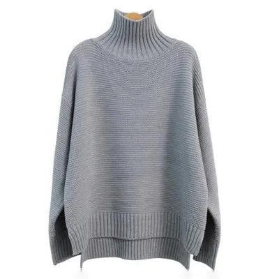 Street Wave Oversized Turtleneck Knit Sweater Polyester Comfort And Elegance For Everyday Wear