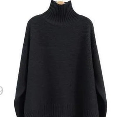 Street Wave Oversized Turtleneck Knit Sweater Polyester Comfort And Elegance For Everyday Wear