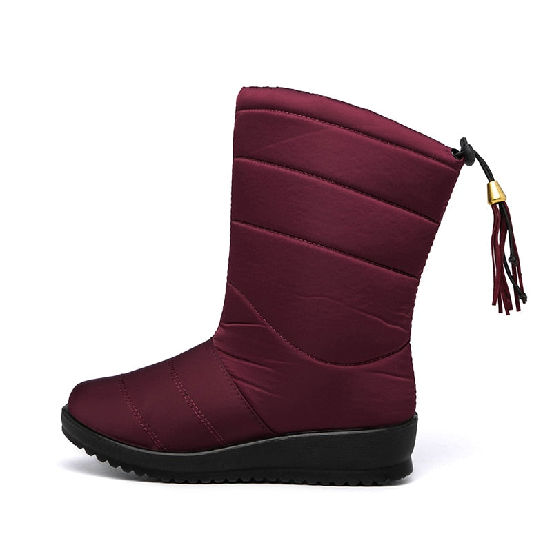 Street Wave Waterproof Ultralight Faux Fur Lined Tassel Snow Boots For Women Warm Winter Comfort