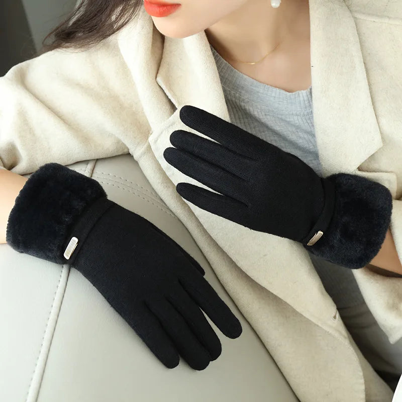 Harper Fitted Gloves | Fur Trim Strap Detail Gloves