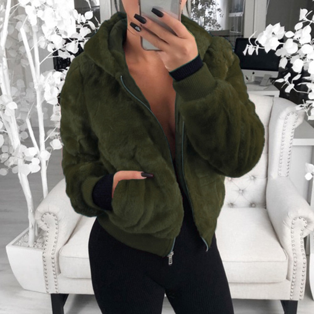 Street Wave Plush Zip Hoodie Cardigan For Women Cozy Soft Comfort With Effortless Style