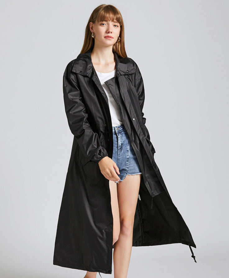 Streetwave Waterproof Long Poncho for Women With Hood Lightweight Quick Dry Rain Gear for Everyday Rain and Travel