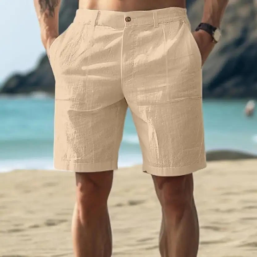 Men's Relaxed Linen Summer Shorts By Street-Wave For Lightweight Breathable Comfort And Style