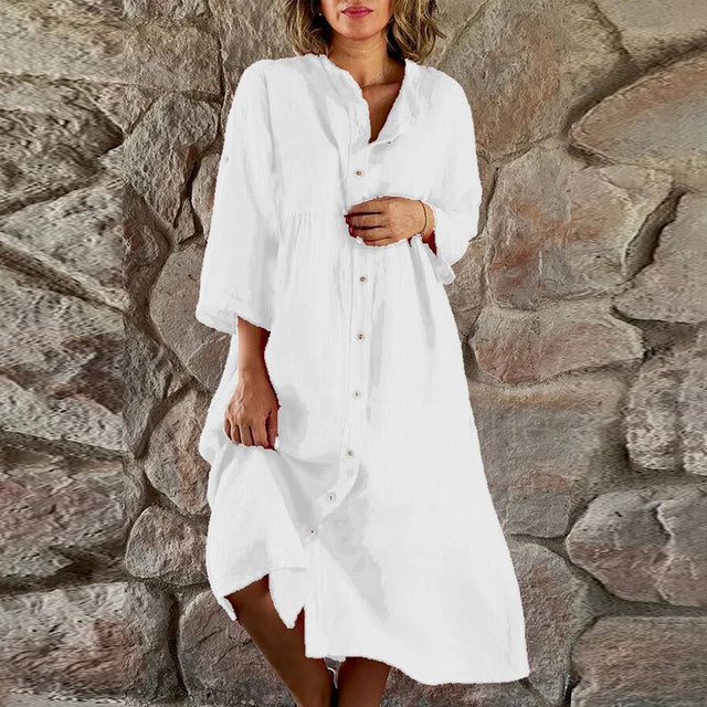 Women's Midi Evening Dress with Flowing Design and Classic Style