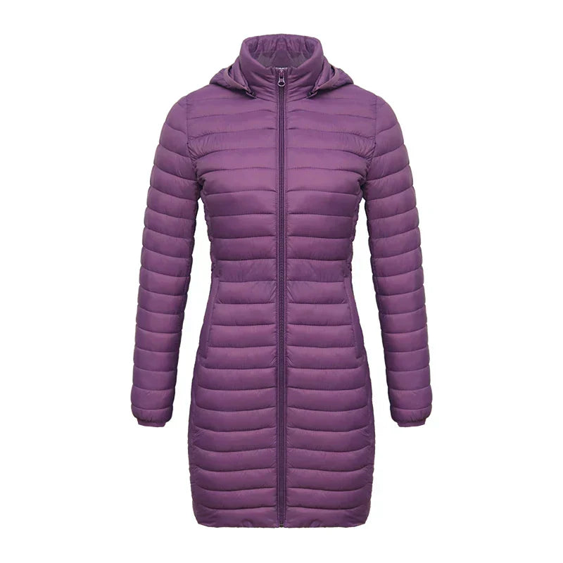 Street-wave Womens Slim Fit Cotton Winter Jacket With Removable Hood And Zipper Closure