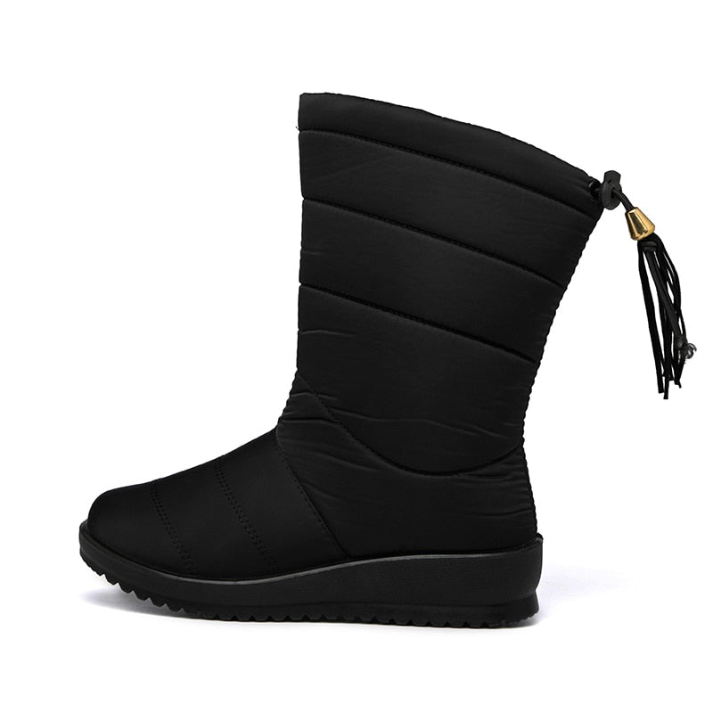 Street Wave Waterproof Ultralight Faux Fur Lined Tassel Snow Boots For Women Warm Winter Comfort