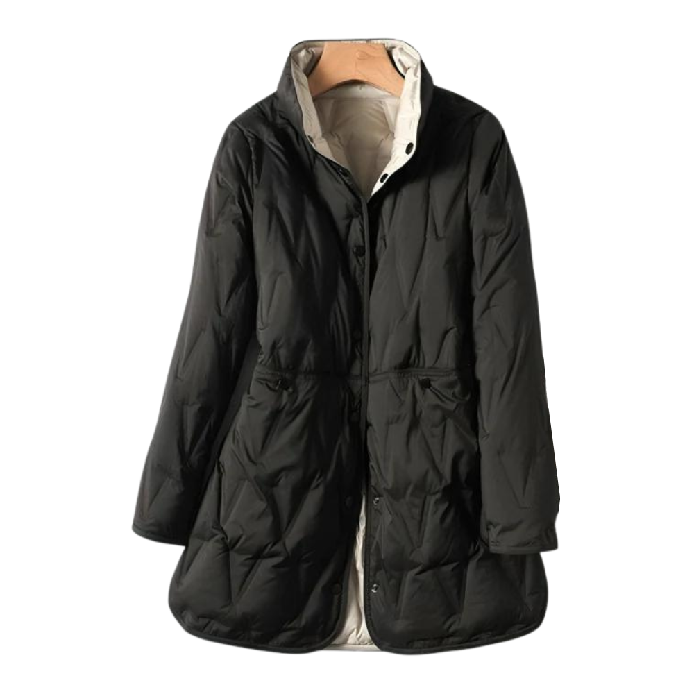 Street-wave Puffer Jacket Reversible Stand Collar With Relaxed Fit For Women Urban Wardrobe Essential