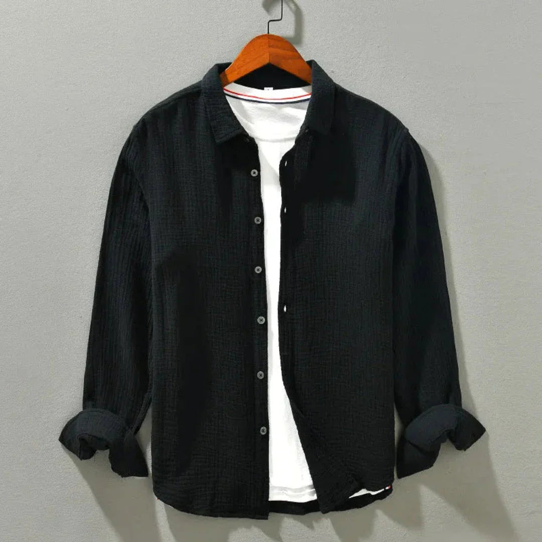 Waylynn Henry Loose Long Sleeve Shirt Men Relaxed Fit
