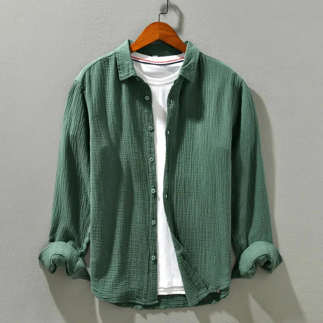 Waylynn Henry Loose Long Sleeve Shirt Men Relaxed Fit