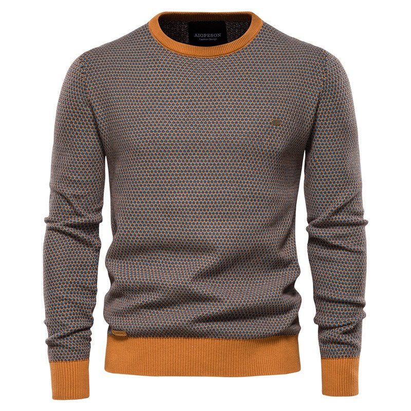 Street-Wave Geometric Knit Pullover Soft Cotton Blend Unisex Everyday Cozy Chic Wardrobe Essential