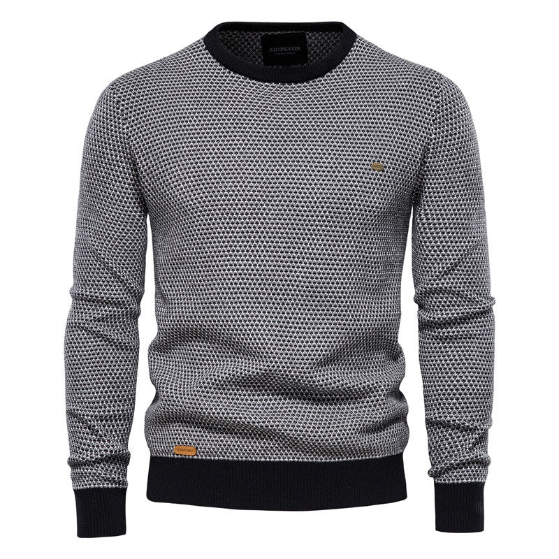 Street-Wave Geometric Knit Pullover Soft Cotton Blend Unisex Everyday Cozy Chic Wardrobe Essential