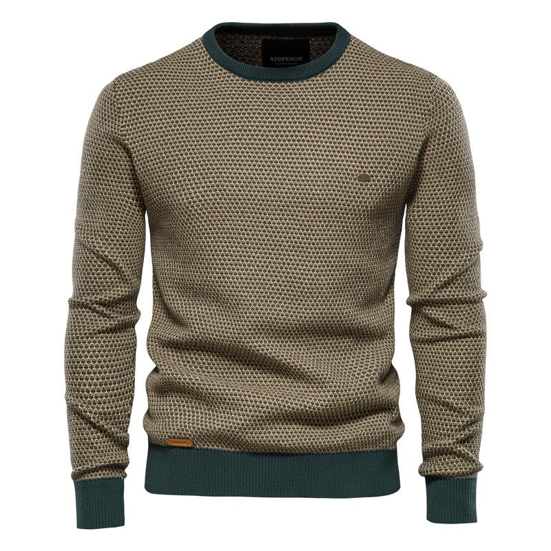 Street-Wave Geometric Knit Pullover Soft Cotton Blend Unisex Everyday Cozy Chic Wardrobe Essential