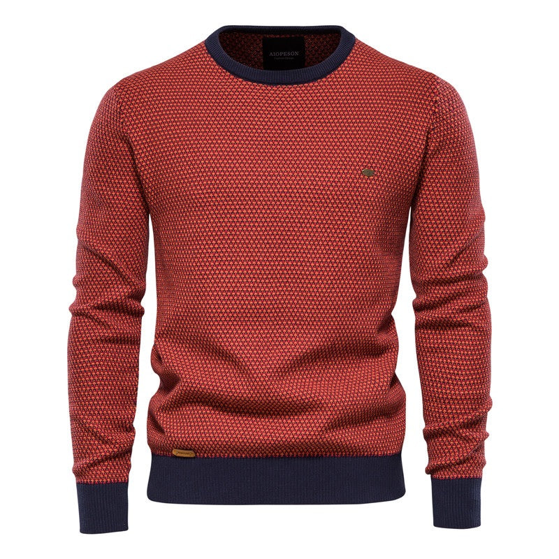 Street-Wave Geometric Knit Pullover Soft Cotton Blend Unisex Everyday Cozy Chic Wardrobe Essential