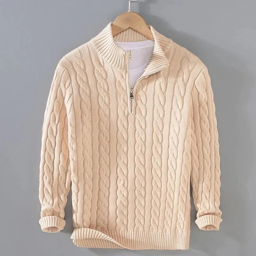 Hensley Cable Knit Half-Zip Sweater