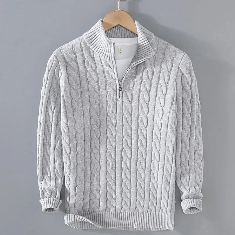 Hensley Cable Knit Half-Zip Sweater