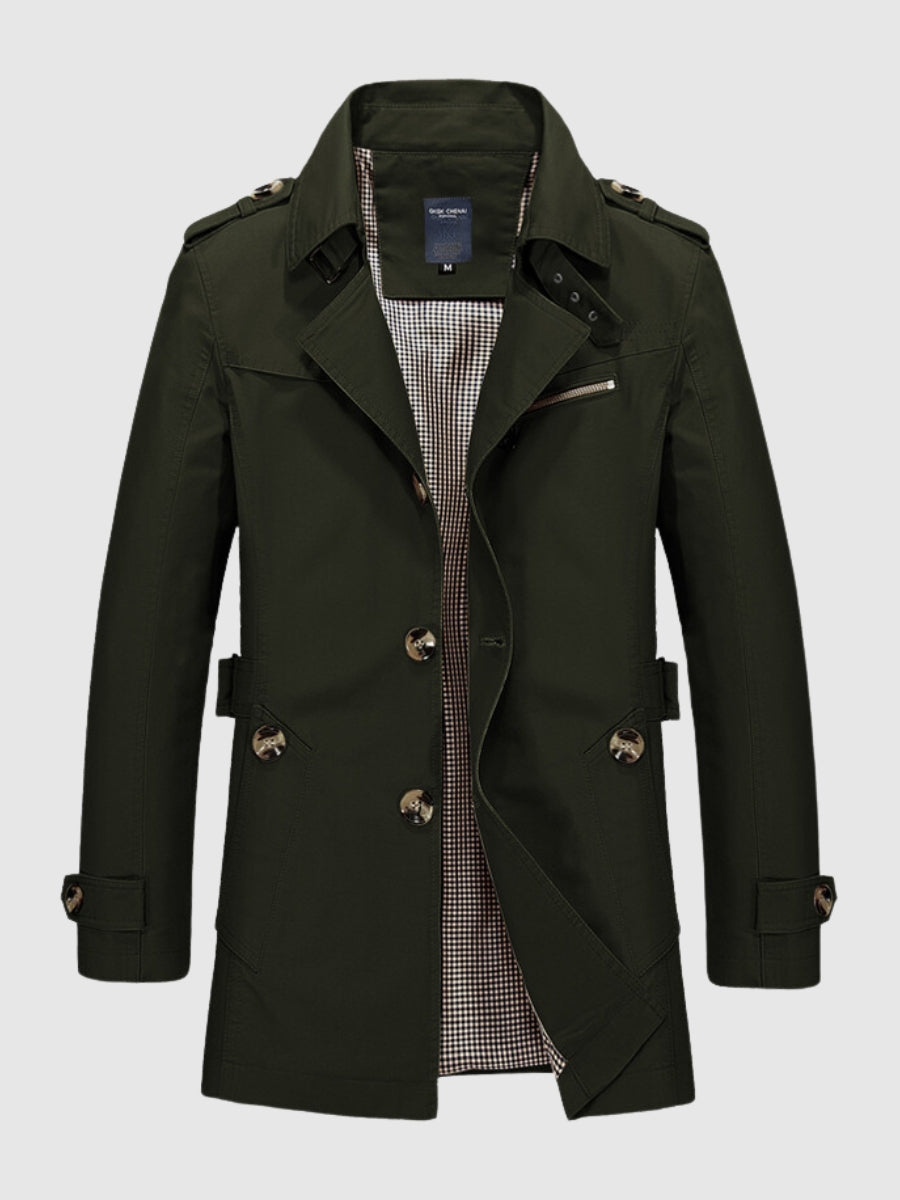 Street-wave Men's Cotton Trench Coat - Timeless Versatile Lightweight Elegance for Modern Urban Men