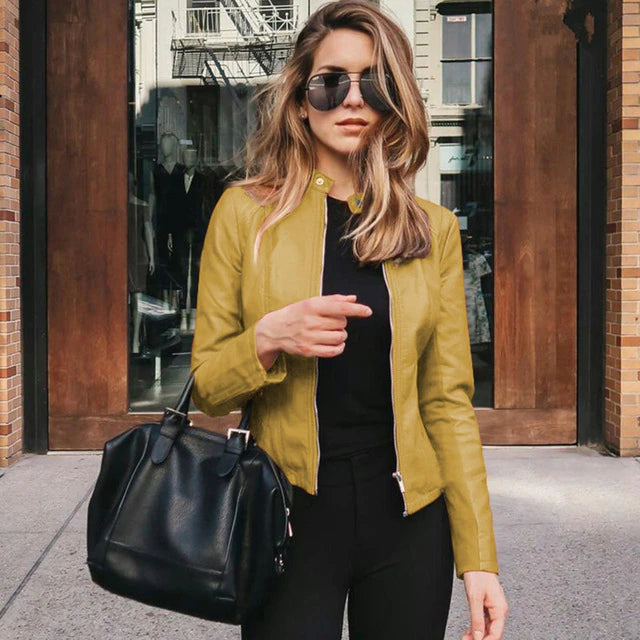 Street-Wave Women Leather Jacket Elegant Timeless Style Durable Leather Everyday Fit