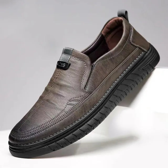 Premium Leather Slippers For Men By EleganzHerr UrbanEase Breathable Comfort And Non Slip Sole