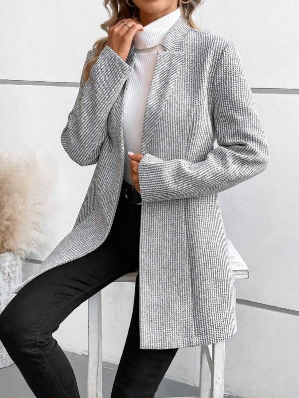 Street Wave Lightweight Herringbone Coat For Women With Elegant Structured Layering