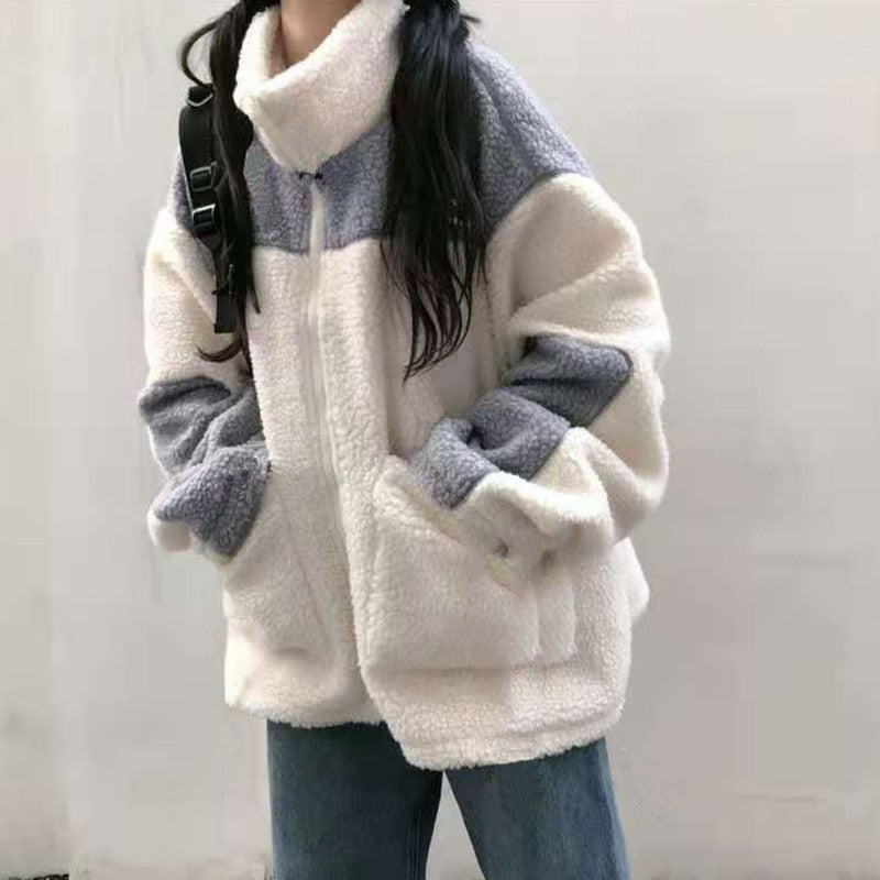 Streetwave Ladies Sherpa Fleece Zip Jacket With Large Front Pockets Cozy Warm Allseason