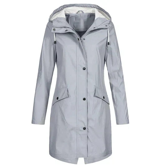 Street-wave Waterproof Hooded Raincoat for Women Durable Lightweight Rain Jacket with Adjustable Hood