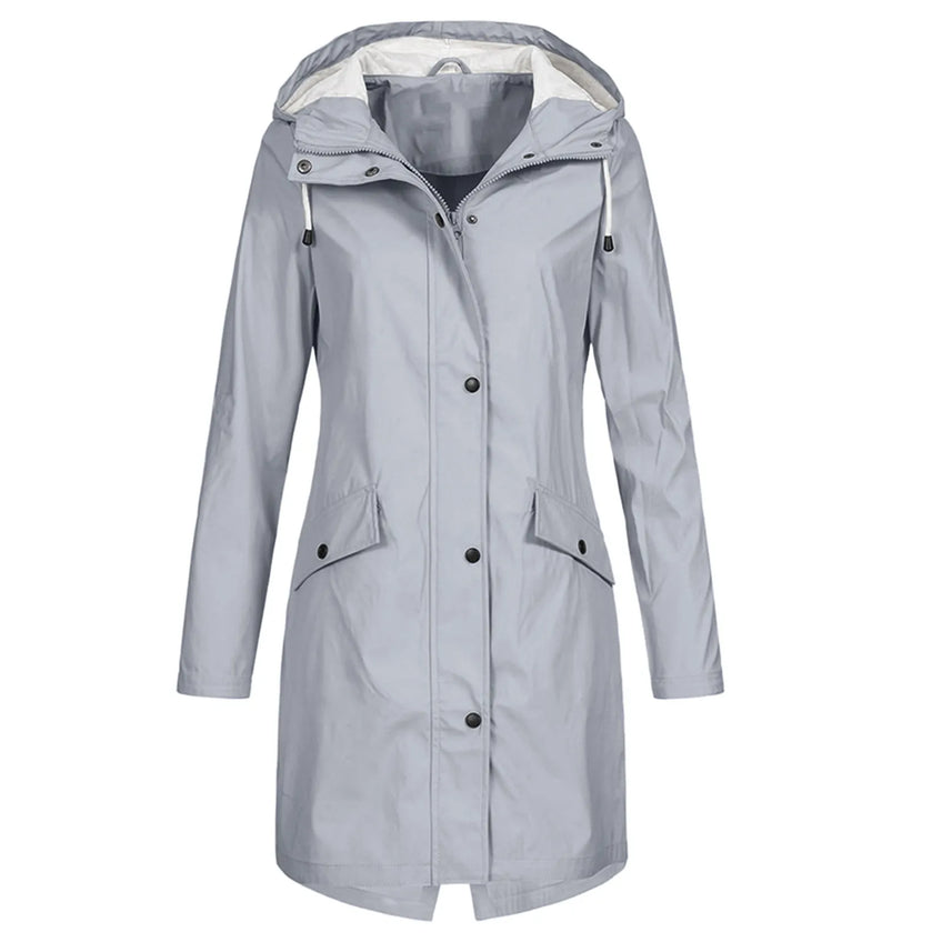 Waterproof Hooded Raincoat For Women Street-Wave Macintosh Mate Capuchon Lightweight All Weather
