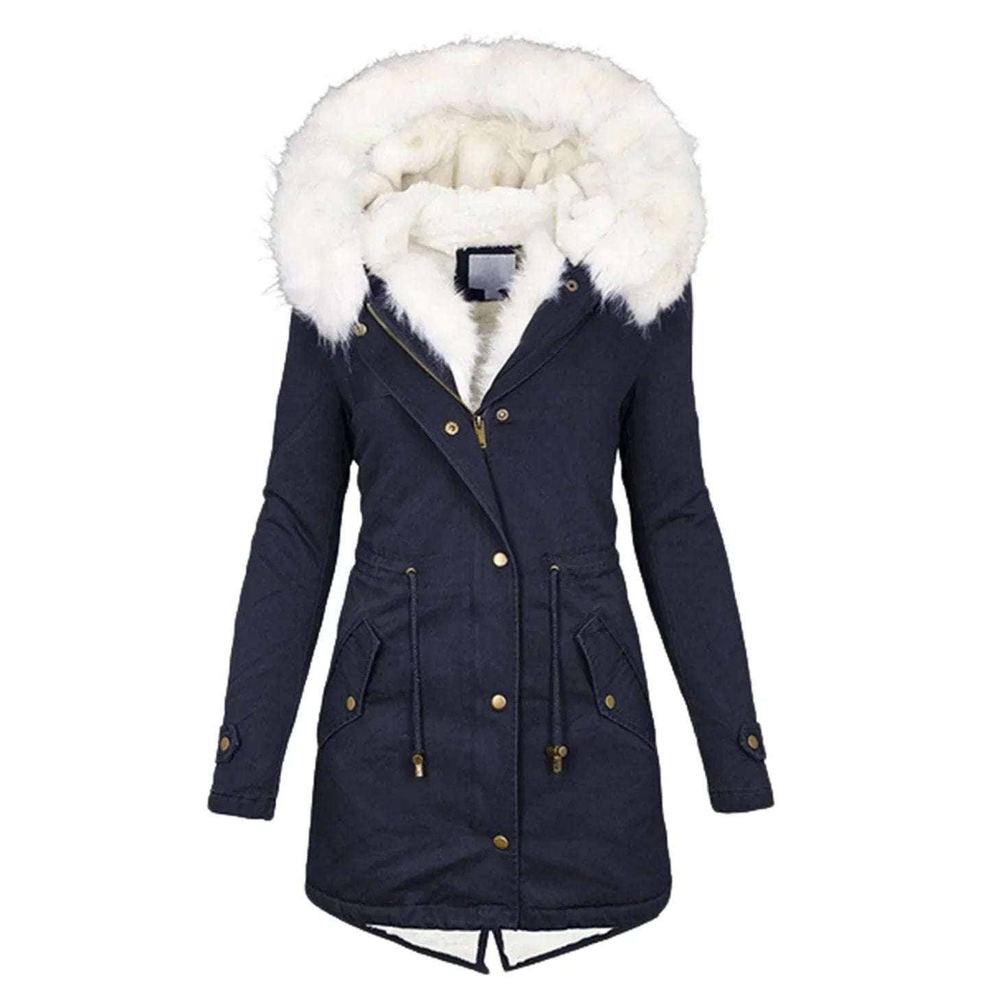 Street-Wave Womens Long Winter Coat With Hood Fur Trim Insulated For Cold Days And Knee Length
