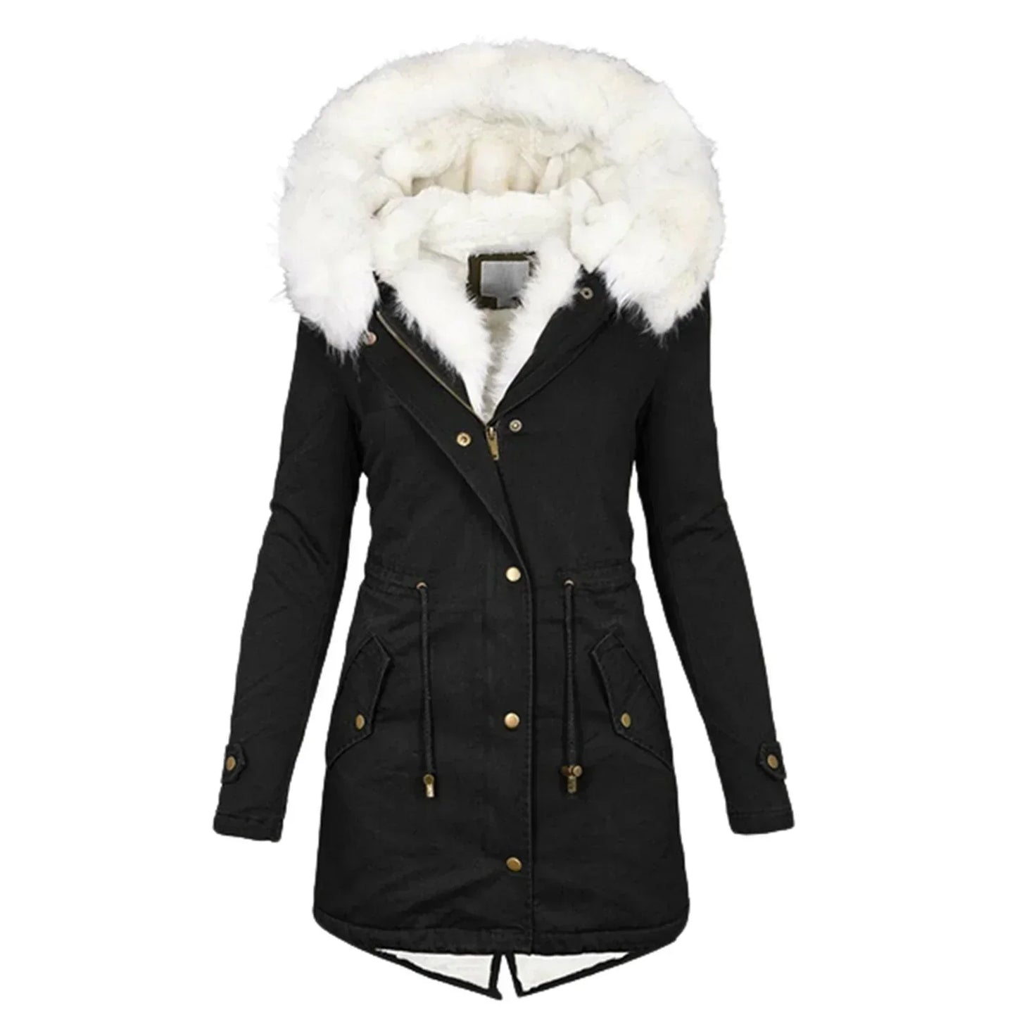 Street-Wave Womens Winter Parka With Faux Fur Hood Long Sleeve Warmth And Style Premium