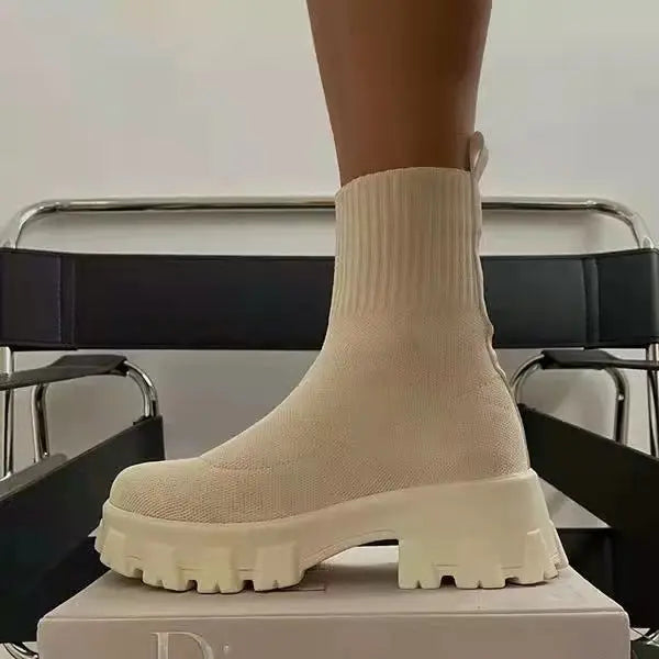 Street-Wave High-Top Sock Boots For Style-Forward Women Stylish Comfort Platform