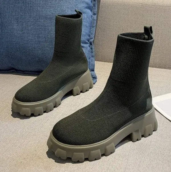 Street-Wave High-Top Sock Boots For Style-Forward Women Stylish Comfort Platform