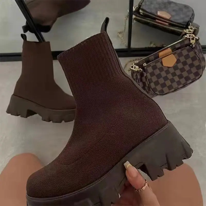 Street-Wave High-Top Sock Boots For Style-Forward Women Stylish Comfort Platform