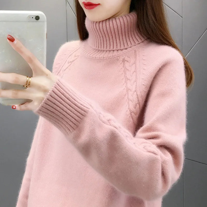 Street Wave Classic Wool Blend Turtleneck Sweater For Women Warm Cozy Timeless Style