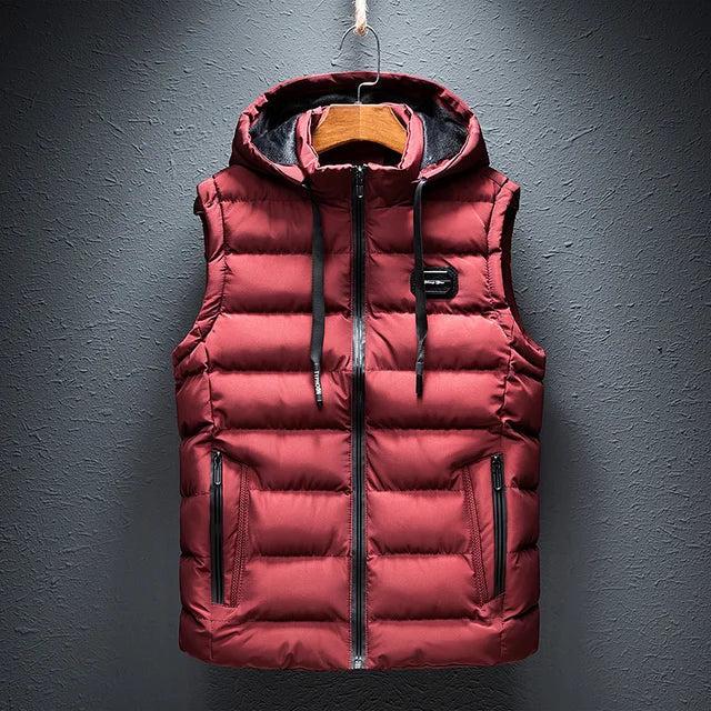 Mens Hooded Vest Quilted Puffer For Men Regular Fit Detachable Hood With Zipper Pockets Ideal For Layering Outdoors