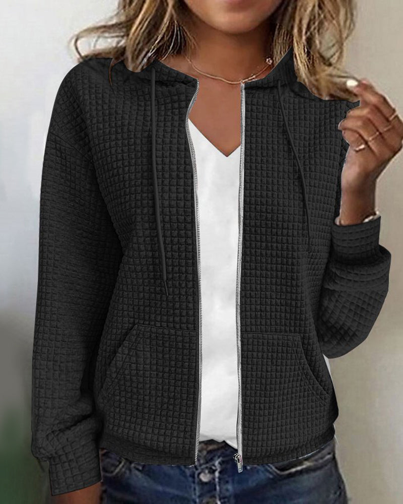 Street-wave Women's Quilted Zip Cardigan For Cozy Warmth And Elegant Winter Style