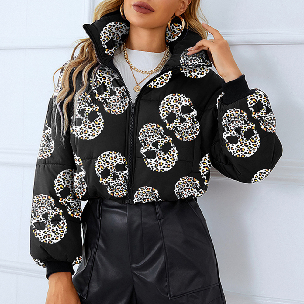 Street-Wave Cropped Winter Jacket For Women With Cozy Warmth And Bold Floral Print