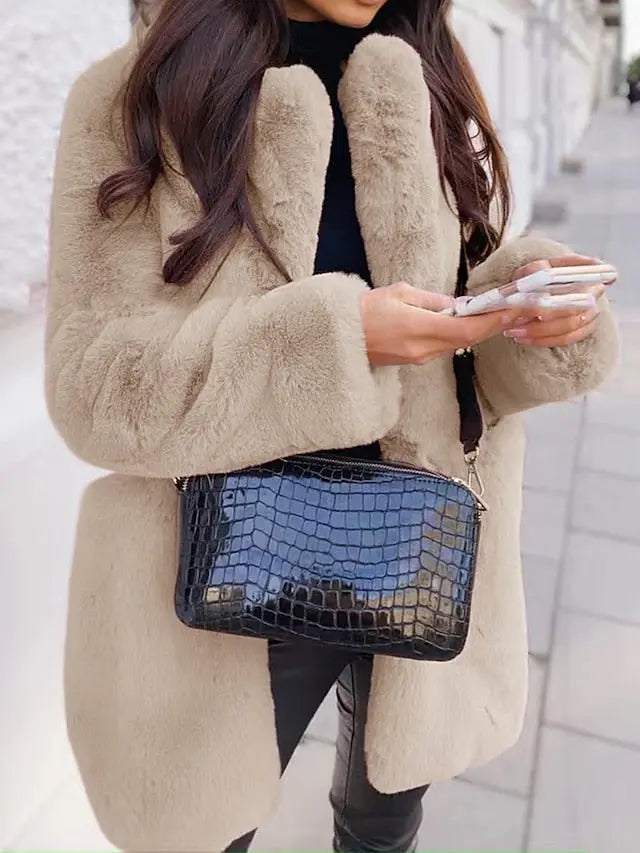 Street-Wave Pink Faux Fur Coat For Women Chic Plush Warmth Vegan Animal-Friendly
