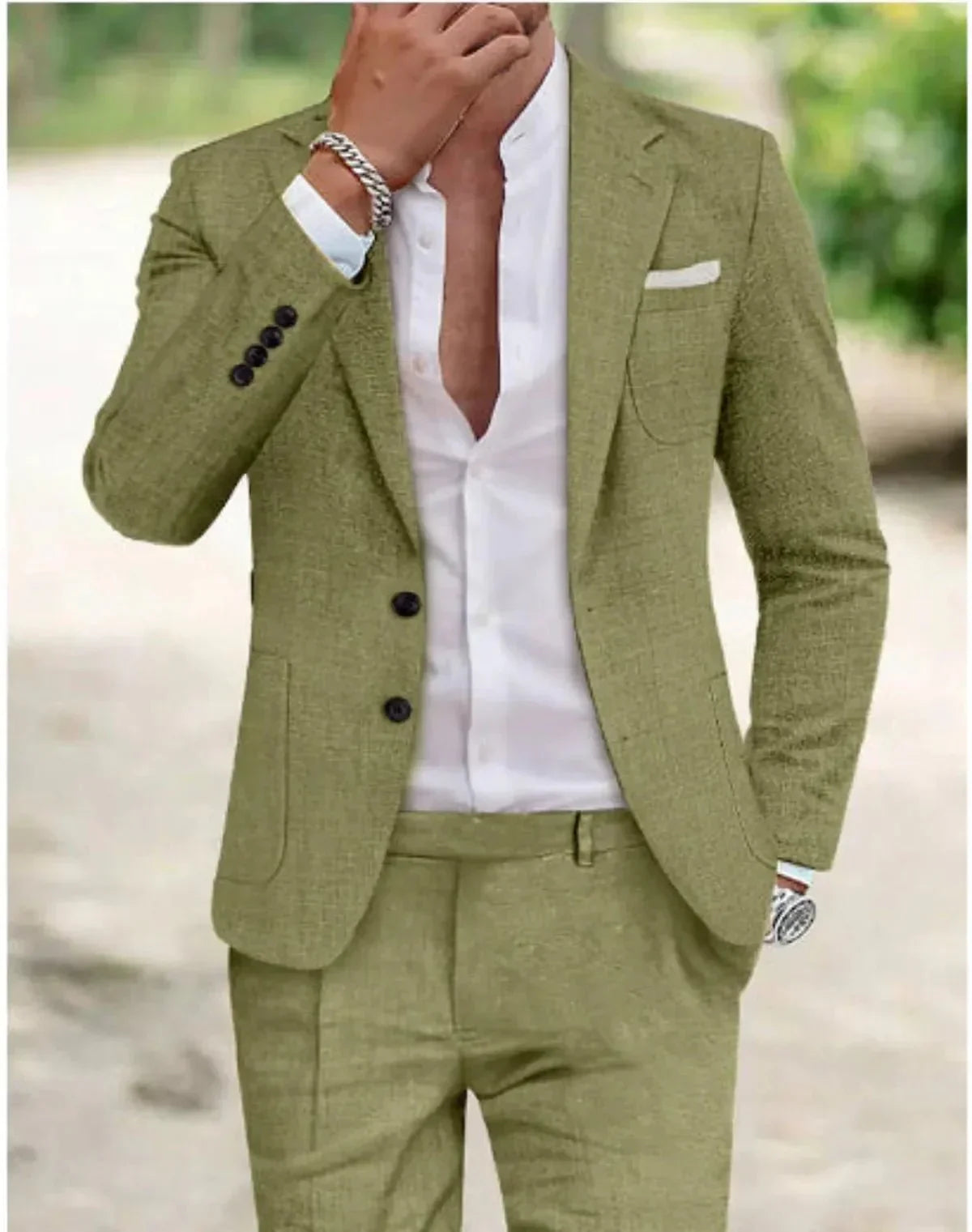 Mens Formal Slim Fit Suit Street Wave Light Beige Premium Textured Fabric Office