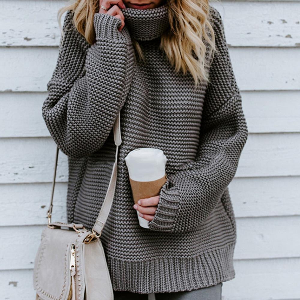 Street-wave Green Cozy Turtleneck Sweater for Women, Thick Knit, Loose Fit Warmth