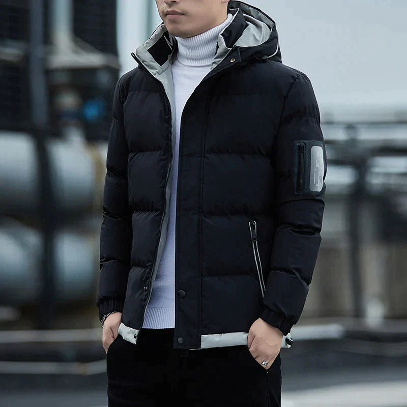 Street-Wave Waterproof Winter Jacket For Men Warm Hooded Puffer With Hidden Pocket