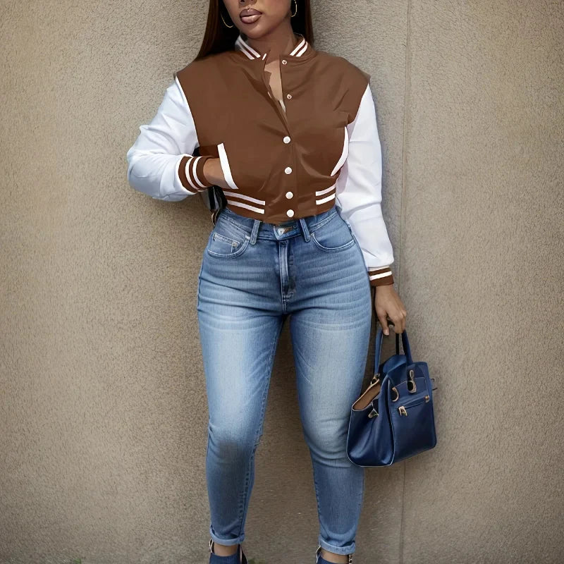 Street Wave Womens Bomber Jacket Casual Lightweight Layering Trendy Streetwear For Women