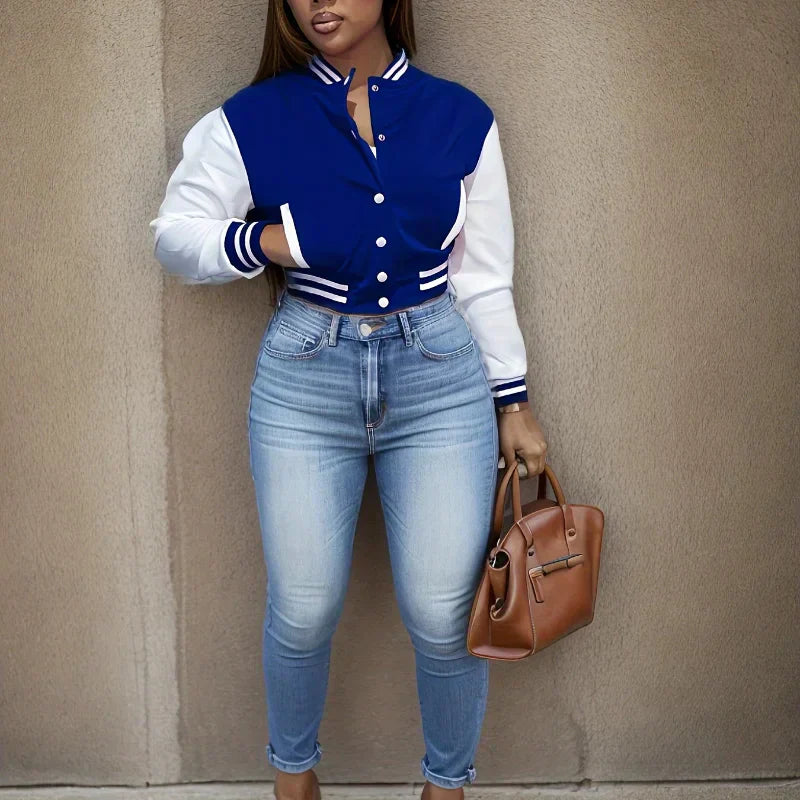Street Wave Womens Bomber Jacket Casual Lightweight Layering Trendy Streetwear For Women
