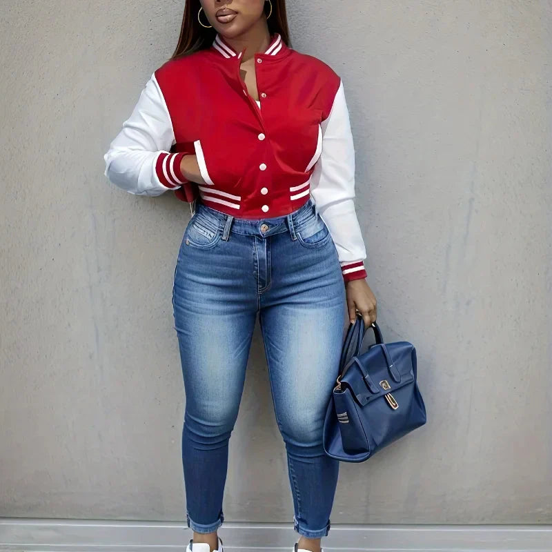 Street Wave Womens Bomber Jacket Casual Lightweight Layering Trendy Streetwear For Women