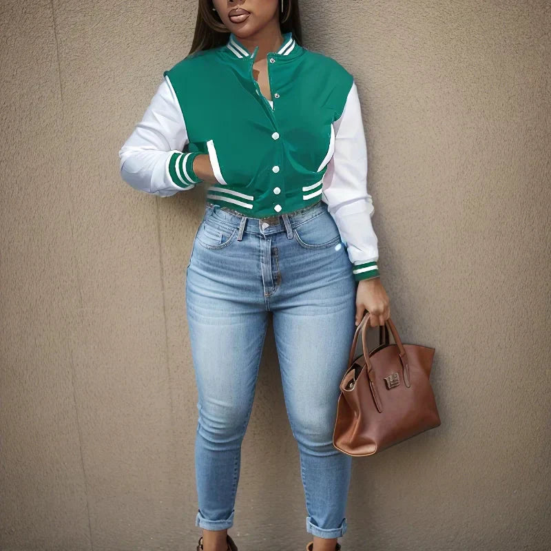Street Wave Womens Bomber Jacket Casual Lightweight Layering Trendy Streetwear For Women