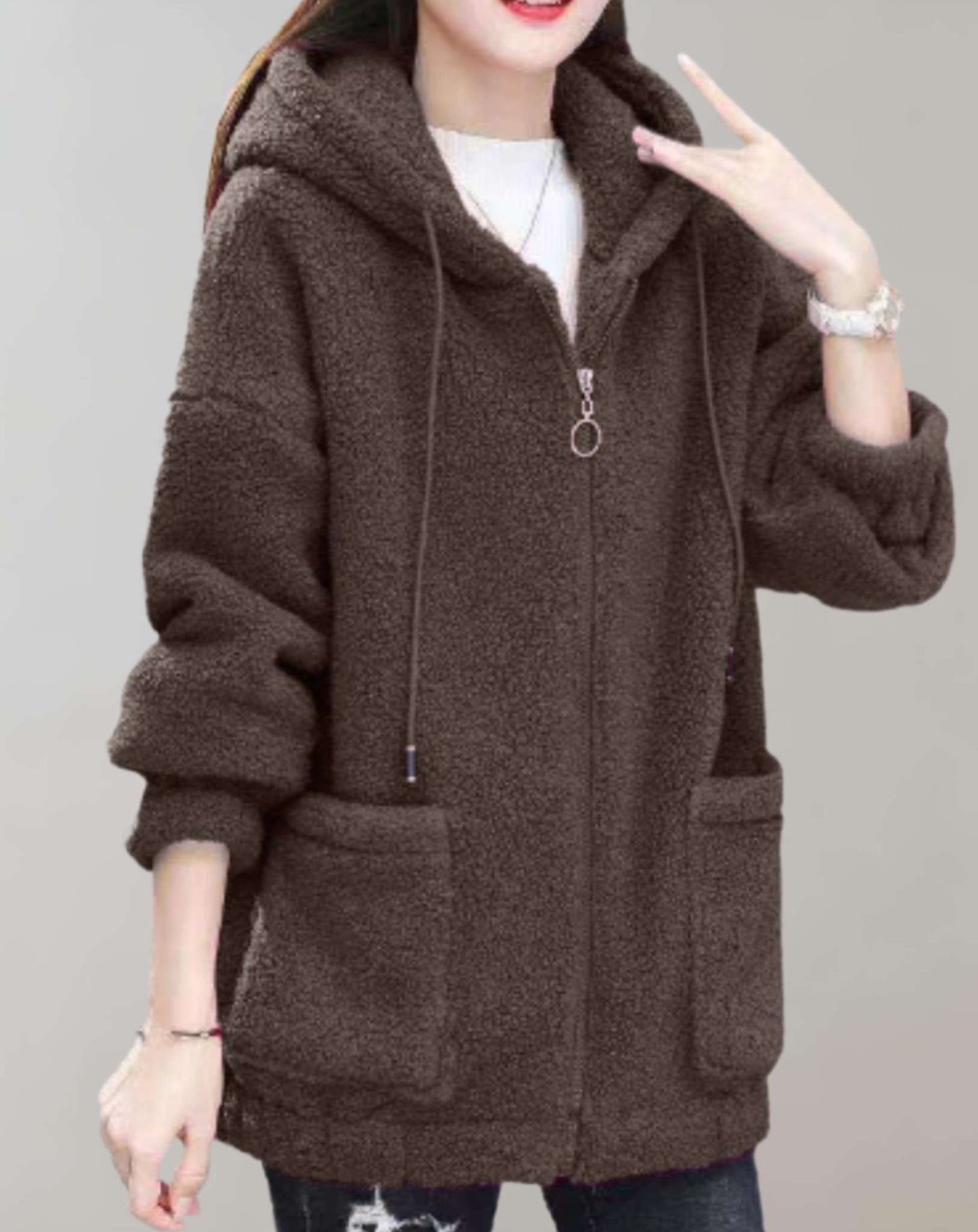 Street Wave Womens Cozy Fleece Jacket With Soft Plush Inner Warmth For Winter Wear