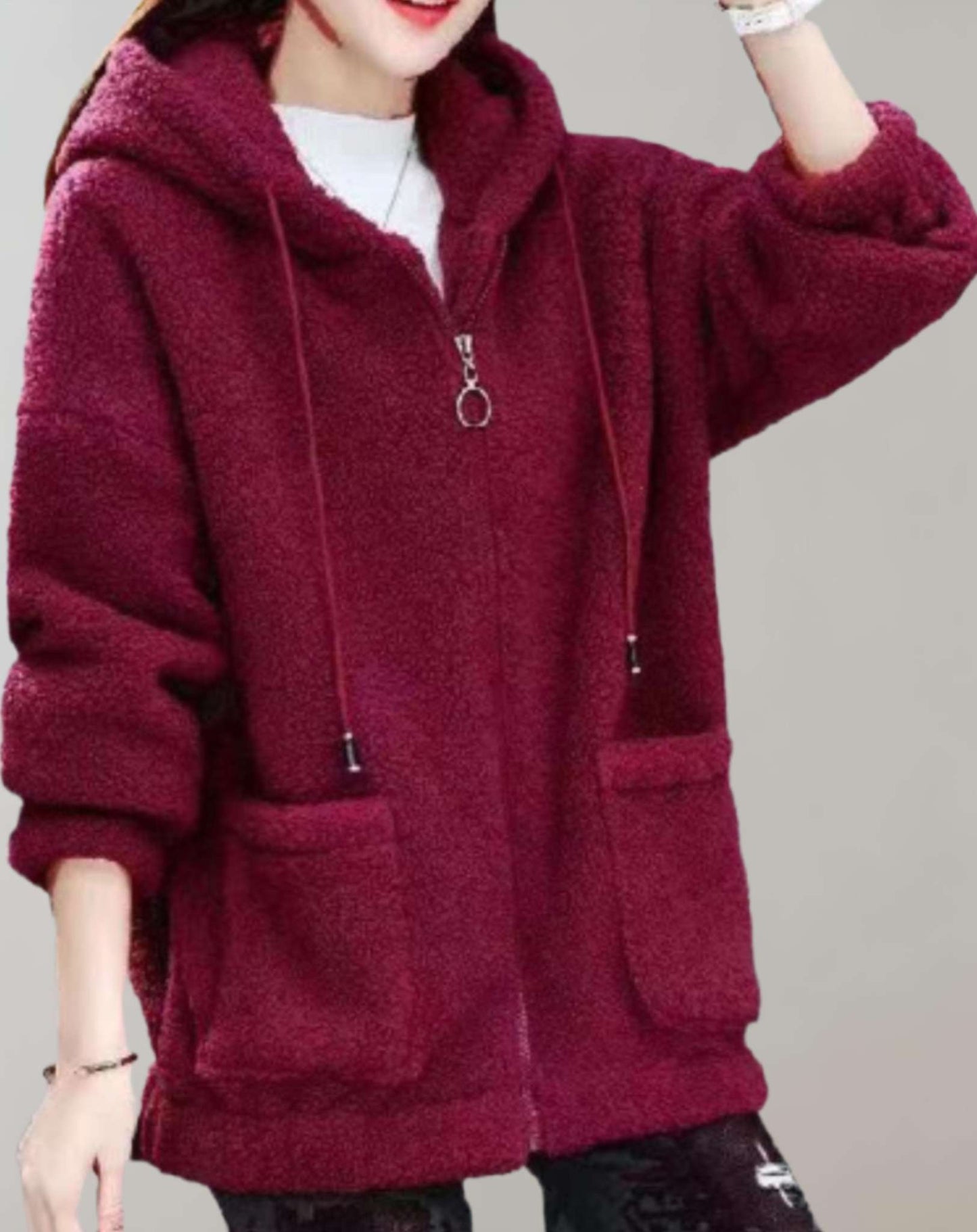 Street Wave Womens Cozy Fleece Jacket With Soft Plush Inner Warmth For Winter Wear