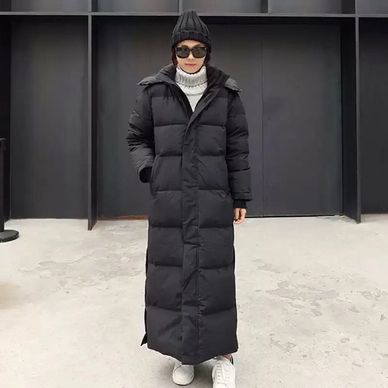 Street-wave Long Down Coat For Women Cozy Warm Puffer With Hood Zip Closure Insulated