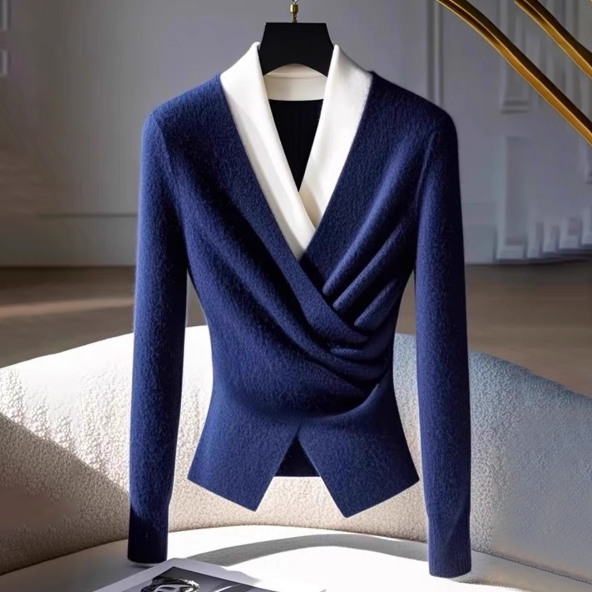 Street Wave Wool Blend Draped Blouse For Women Timeless Chic Sophisticated Everyday